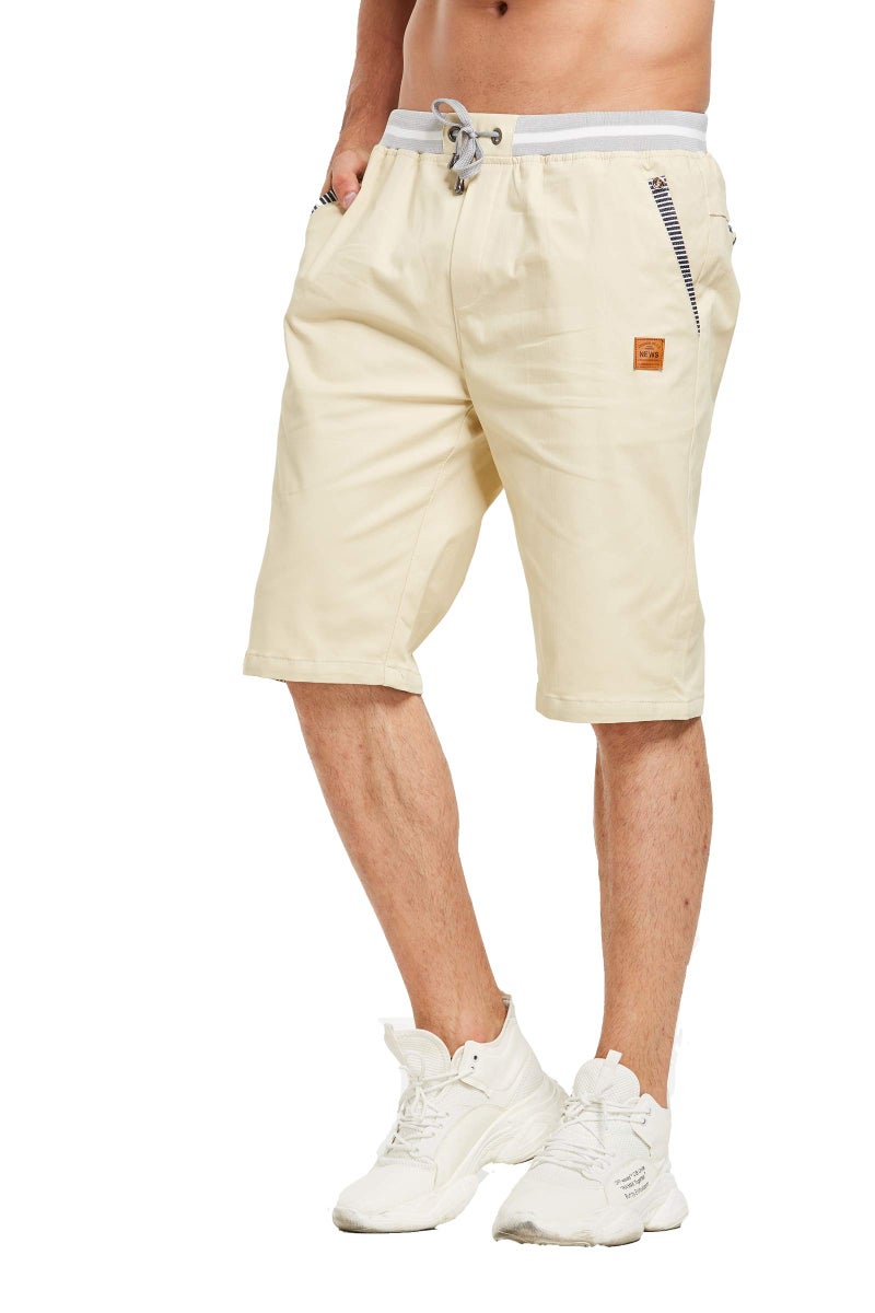 Tansozer Men's Shorts Casual Classic Fit Drawstring Summer Beach Shorts with Elastic Waist and Pockets (Light Khaki, Large) - Image 4